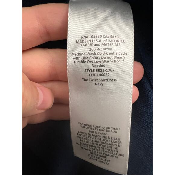 Current Elliott Tie Waist Shirt Dress, Navy Blue size 3 Large - Picture 7 of 7